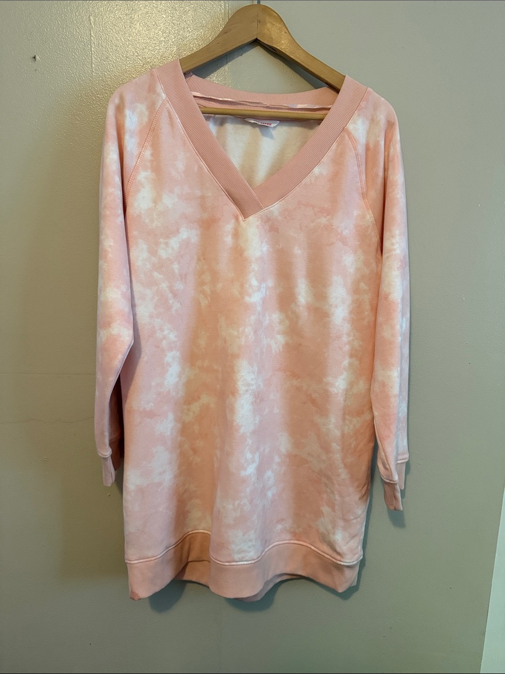 Joe Fresh Pink and White Tie-Dye V-Neck Sweater